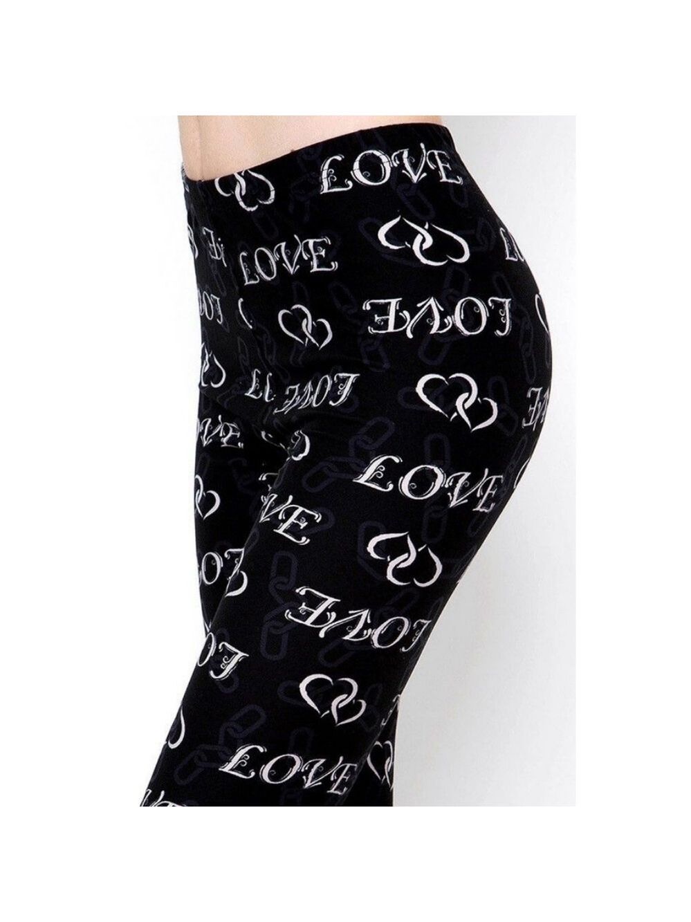 LEGGINGS DEPOT BLACK & White Heart Full length Leggings Size 10 NWT